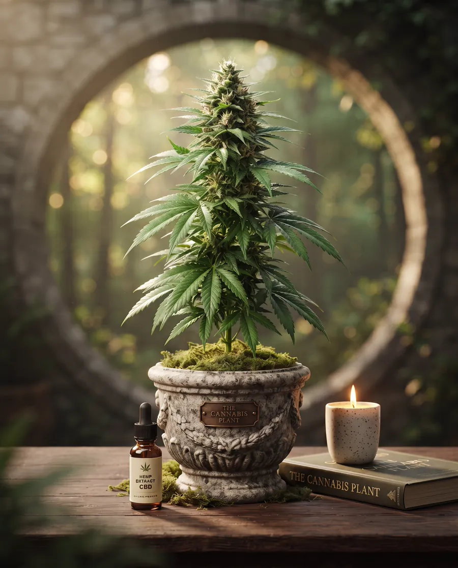 Fuldt udvokset hampeplante i blomst — CBD Explorer